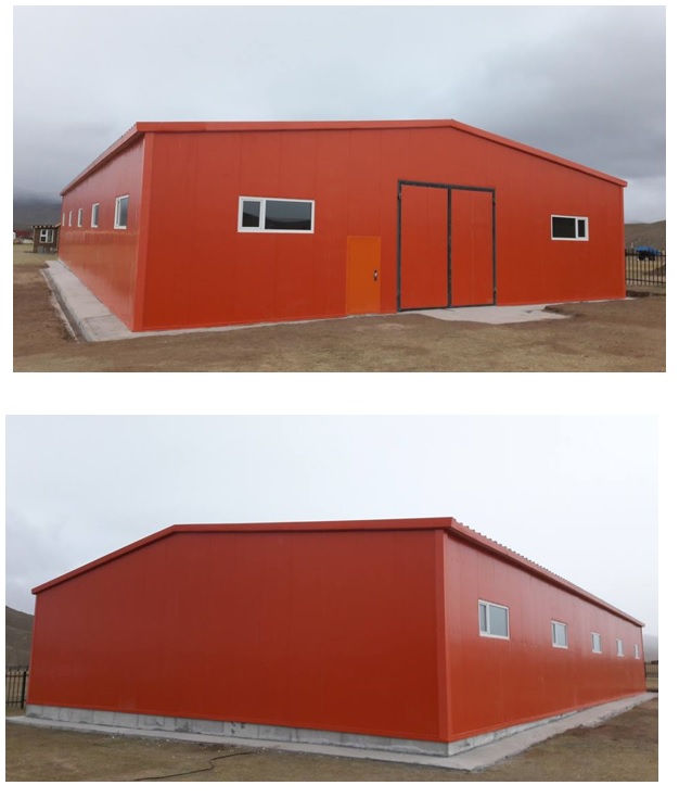 2017 он Монголын улаан загалмайн нийгэмлэгийн хүүхдийн заслангийн агуулахын барилга – төмөр карказ, сэндвич барилга